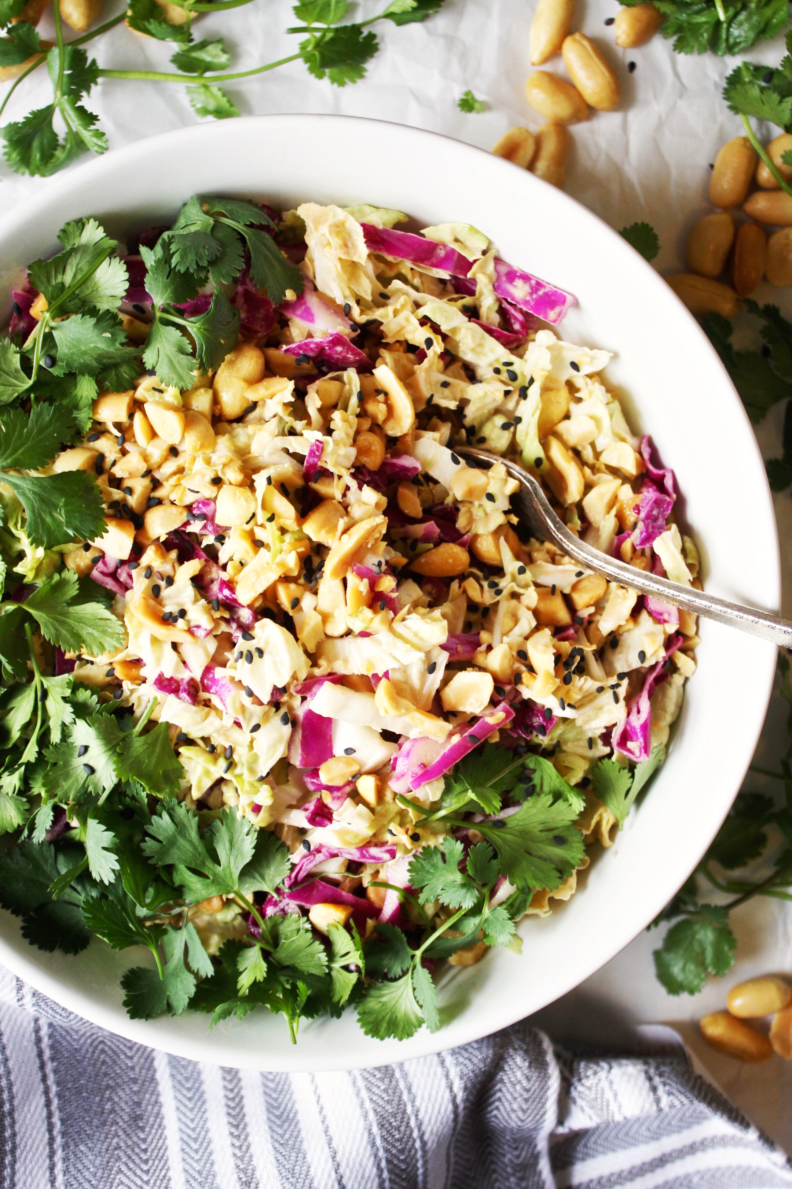 Crunchy Cabbage Salad with Peanut Dressing [21 Day Fix]